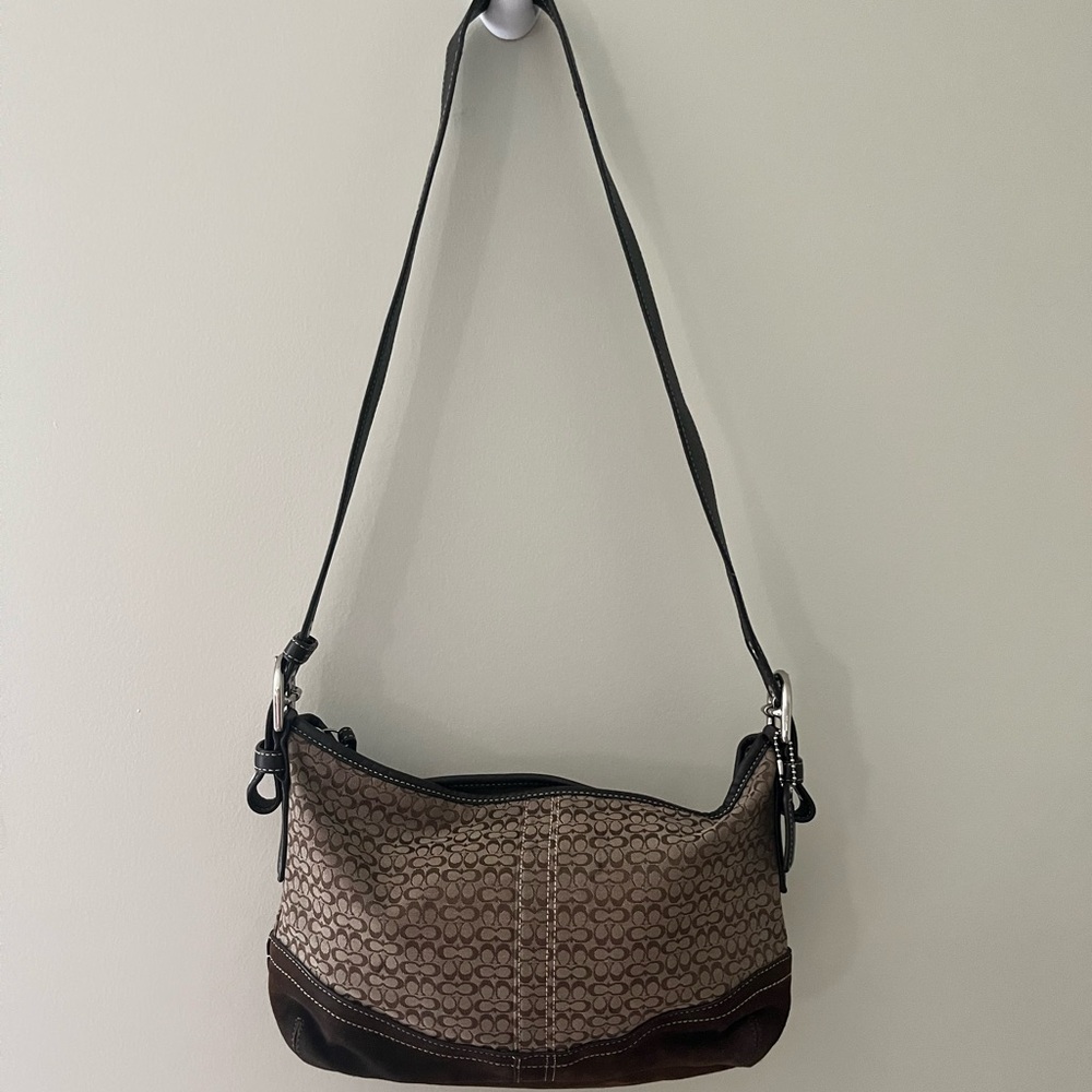 Coach Tan and Brown Shoulder Bag